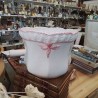 CACHE POT FAIENCE BLANC DECOR ROSE