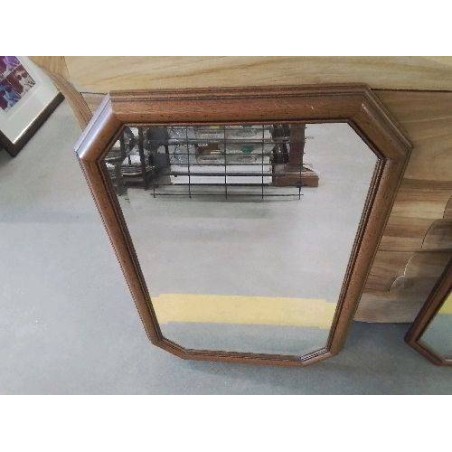 MIROIR OCTO FACETTES BOIS FONCÉ 