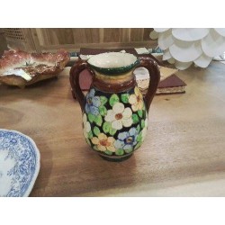 VASE NOIR  FLEURI 2 ANSES