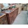 BUFFET MERISIER PLATEAU LOUPE MARBRE NOIR 4 PORTES 3 TIROIRS CLE A 8