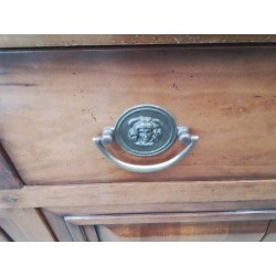 BUFFET MERISIER PLATEAU LOUPE MARBRE NOIR 4 PORTES 3 TIROIRS CLE A 8