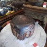 POUF ROND BOIS SCULPTE ANC GM