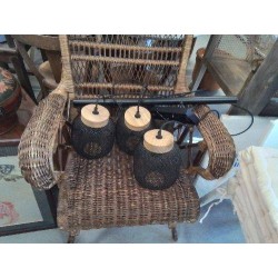 SUSPENSION NOIRE 3 BOULES GRILLAGE