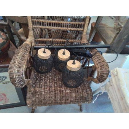 SUSPENSION NOIRE 3 BOULES GRILLAGE