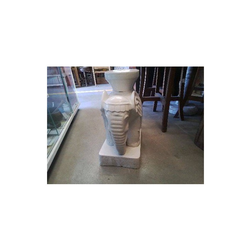 PORTE POT ELEPHANT BLANC EFFET CRAQUELE