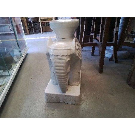 PORTE POT ELEPHANT BLANC EFFET CRAQUELE