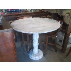 TABLE RONDE MARBRE PIED MARBRE DIAM 85 CM HAUTEUR 75 CM