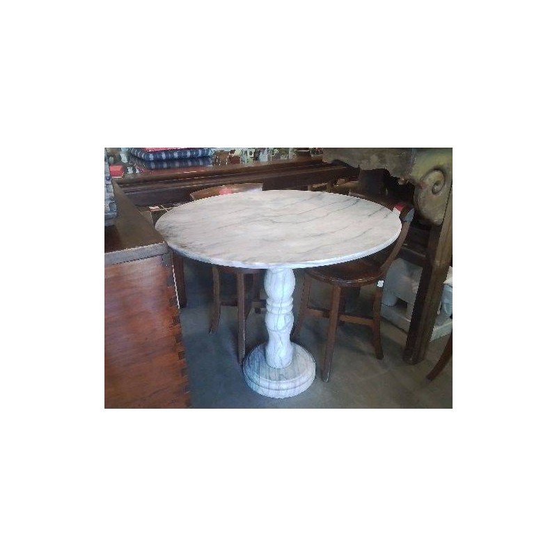 TABLE RONDE MARBRE PIED MARBRE DIAM 85 CM HAUTEUR 75 CM