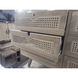 25/-BUFFET TECK ROTIN 6 TIROIRS 120*45*HT80CM