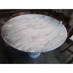 TABLE RONDE MARBRE PIED MARBRE DIAM 85 CM HAUTEUR 75 CM