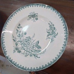 LOT DE 6 ASSIETTES CREUSES BLC VERT MARGOT 