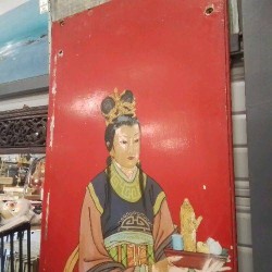 PANNEAU ROUGE PEINT CHINOISE 