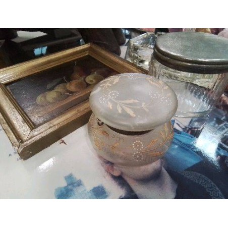 BONBONNIÈRE BOITE A BIJOUX VERRE SOUFFLÉ PEINT MAIN 