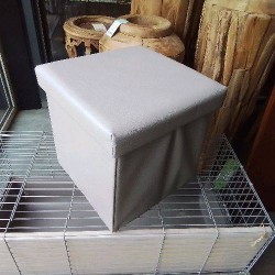 POUF COFFRE SKAI GRIS