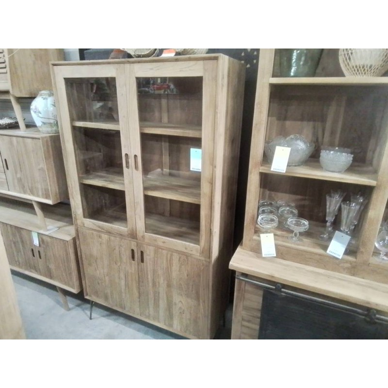 46/SEV91-MEUBLE VITRINE TECK 100/40/HT180CM