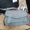 SAC BANDOULIERE CUIR VERT GRIS MANDOLINE ETAT NEUF 