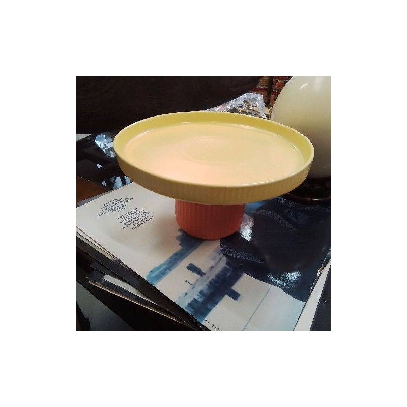 COMPOTIER MAISON DU MONDE PLAT GATEAU JAUNE ORANGE FLAMINGO