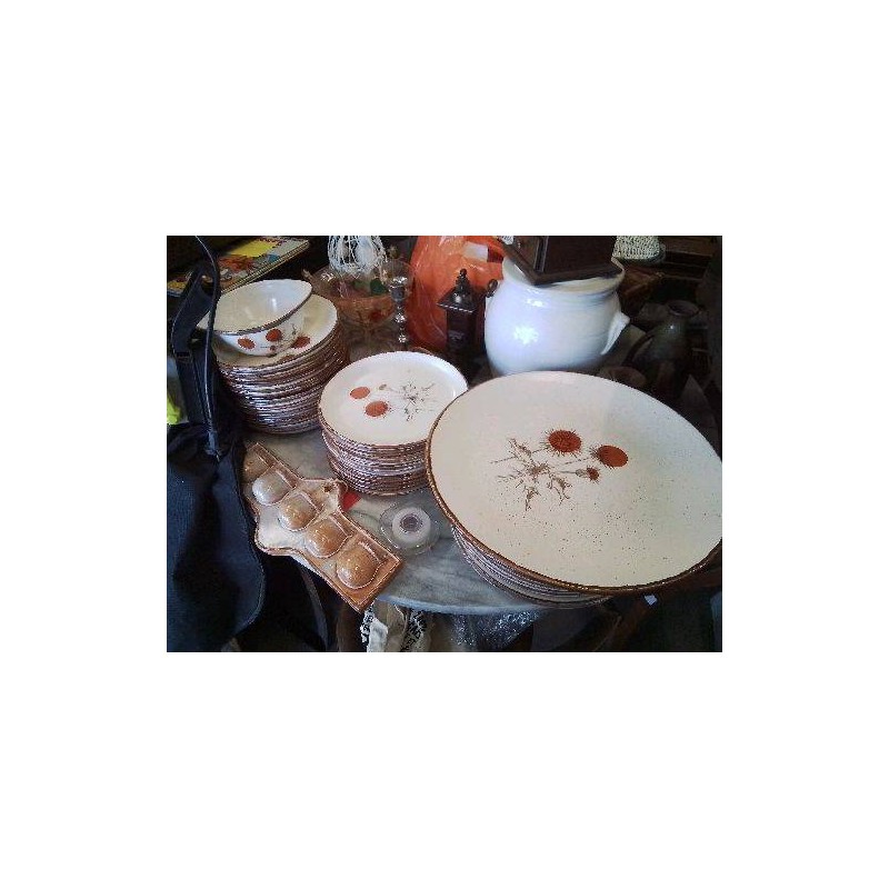 SERVICE GRES VINTAGE BLC ORANGE CHARDONS 38 PIÈCES 