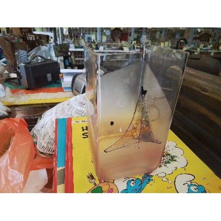 VASE VERRE DEPOLI PEINT MAIN FOND CARRÉ MM VINTAGE 