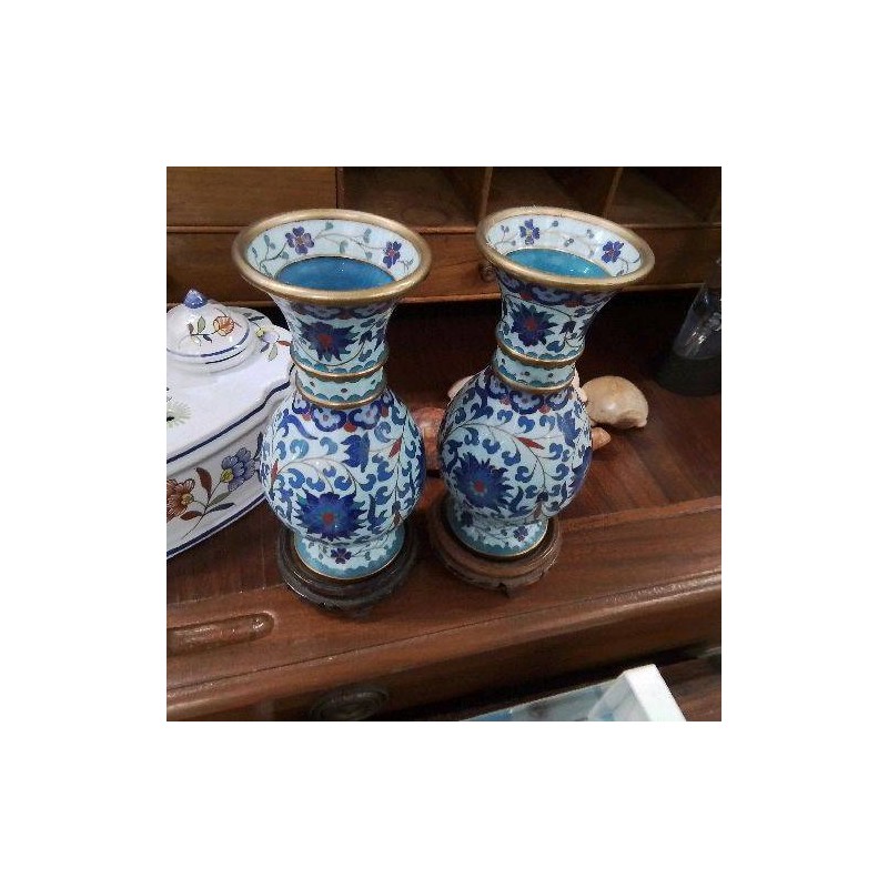 VASE CLOISONNÉ BLEU