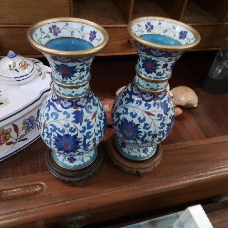 VASE CLOISONNÉ BLEU