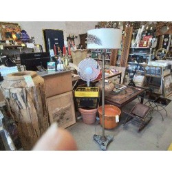 LAMPADAIRE VINTAGE MARBRE LAITON ABAT JOUR PLUME