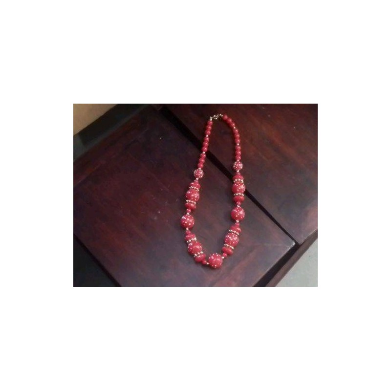 COLLIER FANTAISIE ROUGE DORE