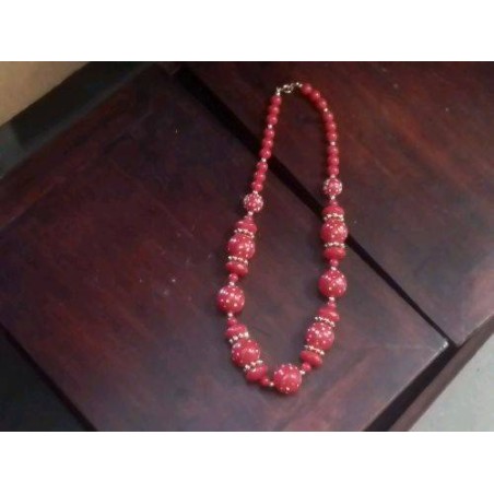 COLLIER FANTAISIE ROUGE DORE
