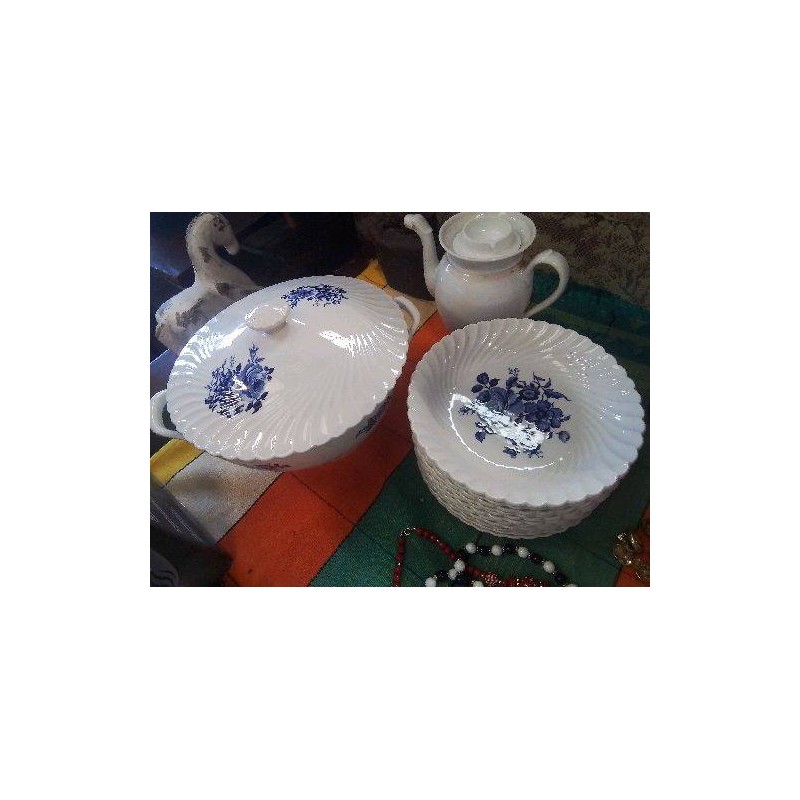ENS VAISSELLE LUNEVILLE BLEU BLANC 