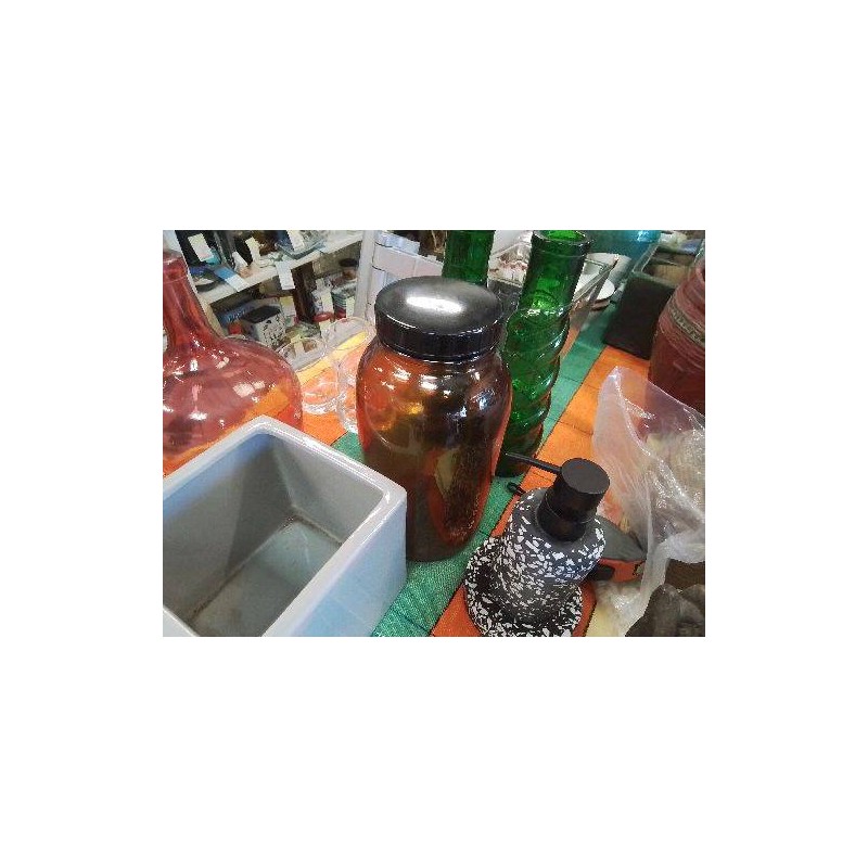 FLACON VERRE FUMÉ BOUCHON NOIR