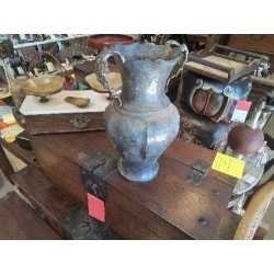 VASE 2 ANSES FEUILLES METAL 