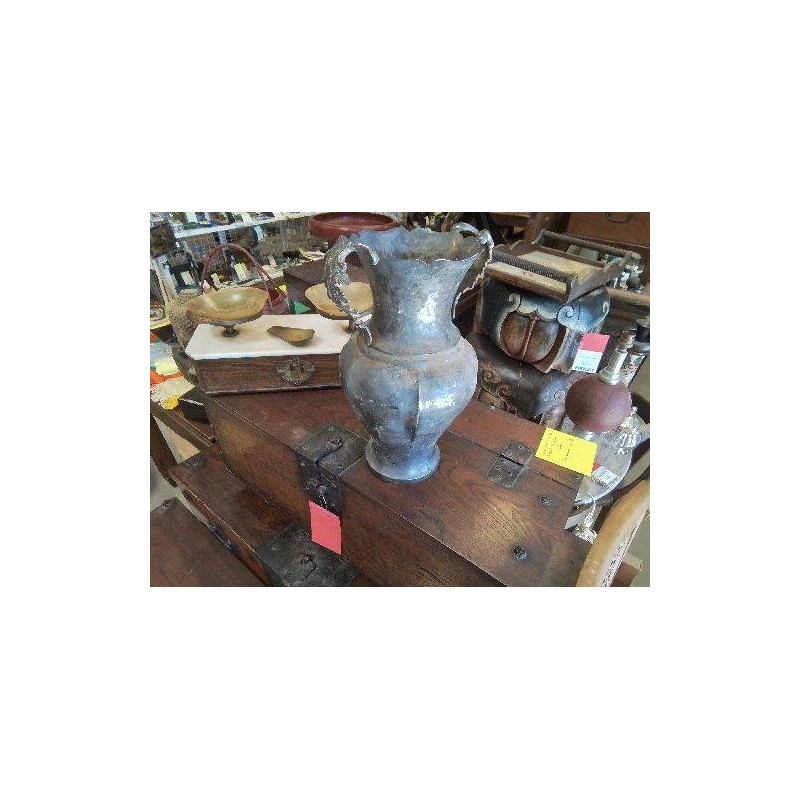 VASE 2 ANSES FEUILLES METAL 