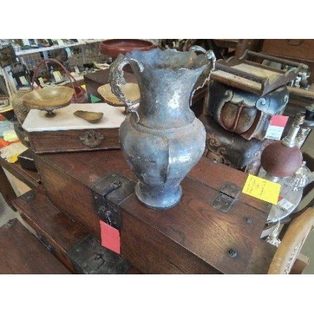 VASE 2 ANSES FEUILLES METAL 