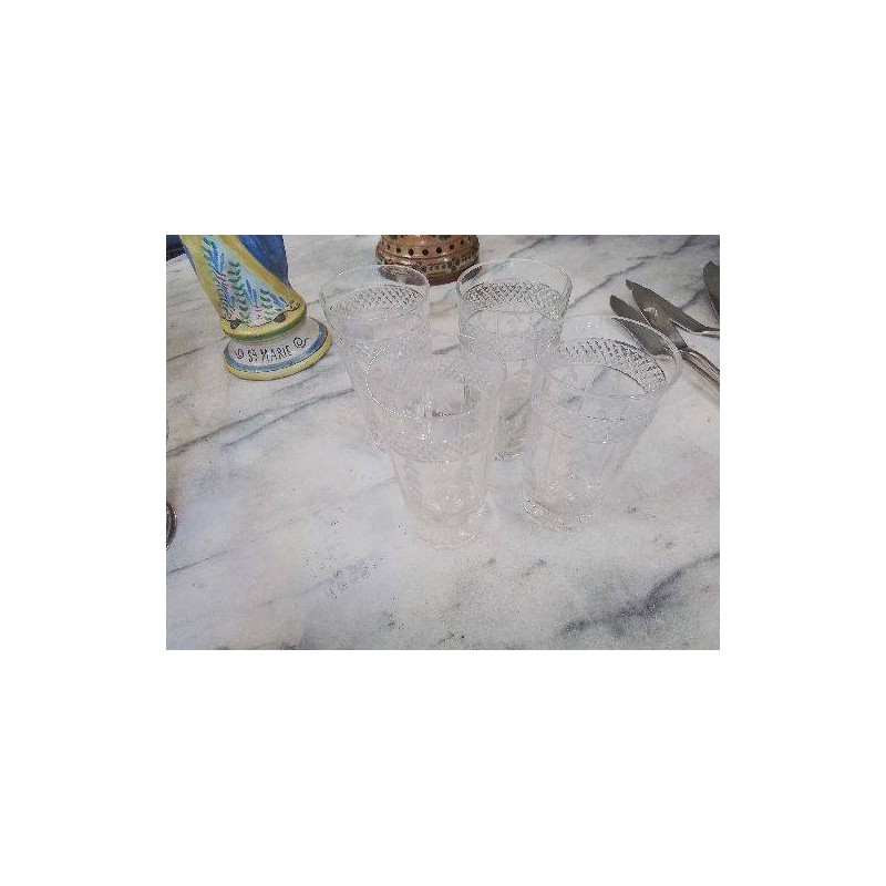 LOT 4  VERRES CRISTAL CORDON FLEURI 