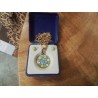 PARURE MURANO PENDENTIF CHAINE DOREE BOUCLES D OREILLES
