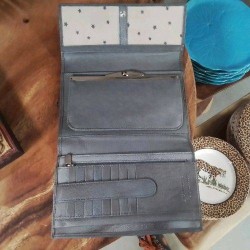 PORTEFEUILLE PORTE MONNAIE CUIR GRIS UNION CODE