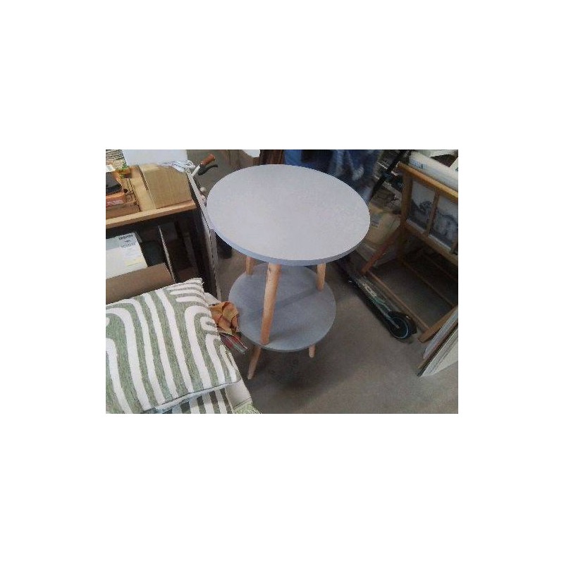 TABLE BASSE RONDE GRISE 3 PIEDS