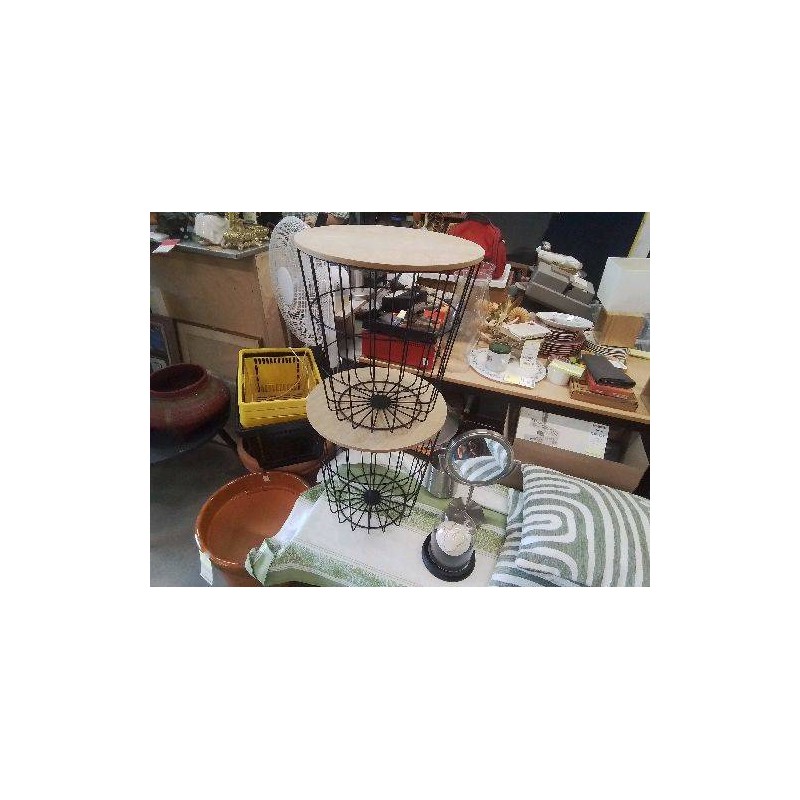 TABLE BASSE GRILLAGE NOIR RONDE