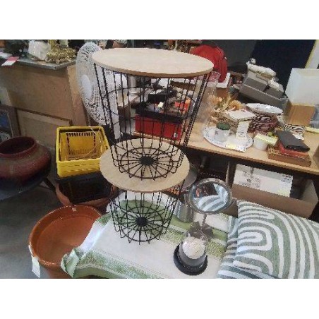 TABLE BASSE GRILLAGE NOIR RONDE