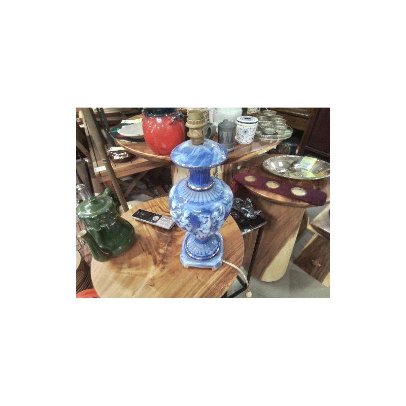 PIED DE LAMPE BLEU DORÉ PERSONNAGES ITALIE 