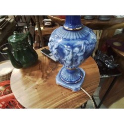 PIED DE LAMPE BLEU DORÉ PERSONNAGES ITALIE 