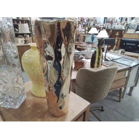VASE CERAMIQUE OR STYLE MARTELÉ HAUT