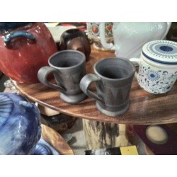 DUO TASSES TERRE ÉMAILLÉE GRIS 