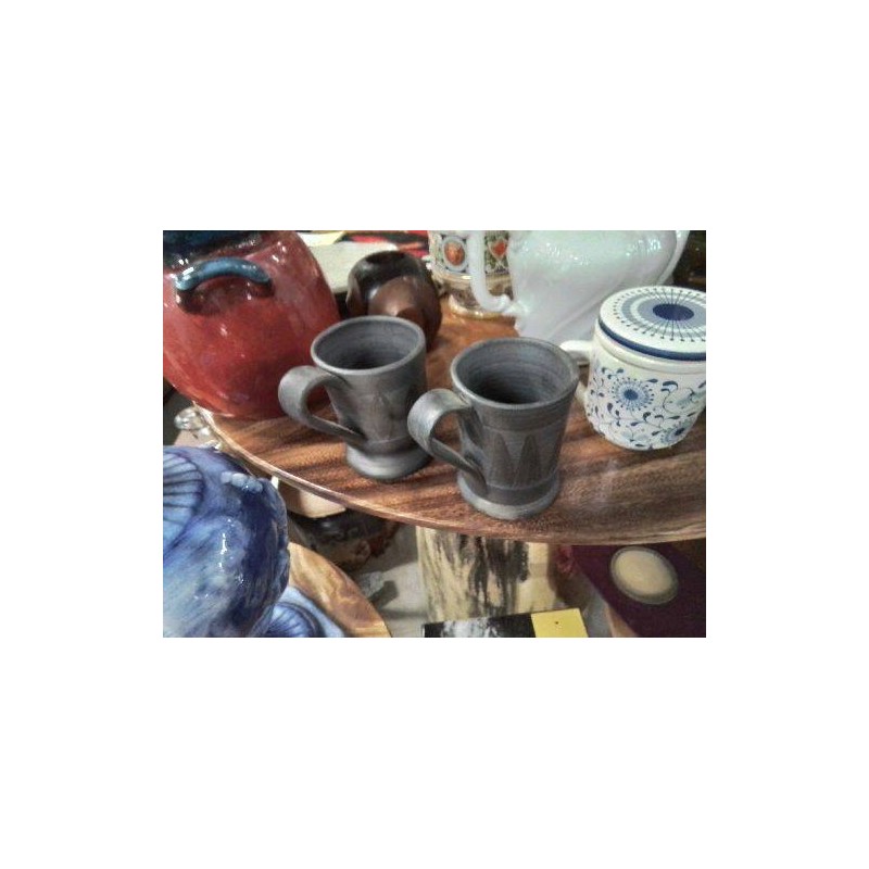 DUO TASSES TERRE ÉMAILLÉE GRIS 