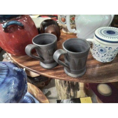 DUO TASSES TERRE ÉMAILLÉE GRIS 