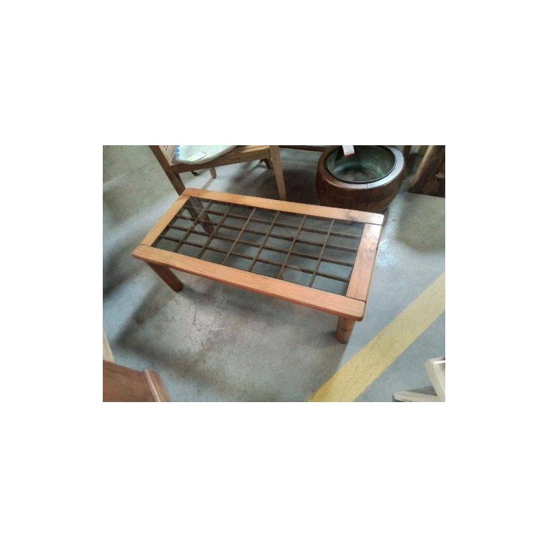 TABLE BASSE VINTAGE VERRE FUMÉ CLAUSTRA 