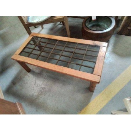 TABLE BASSE VINTAGE VERRE FUMÉ CLAUSTRA 