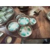 LOT 5 DESSOUS DE VERRE METAL FAIENCE FLEURI BLC VERT