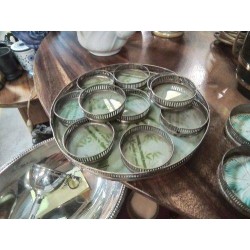 PLATEAU ET DESSOUS DE VERRE METAL VERRE DECO BAMBOU 
