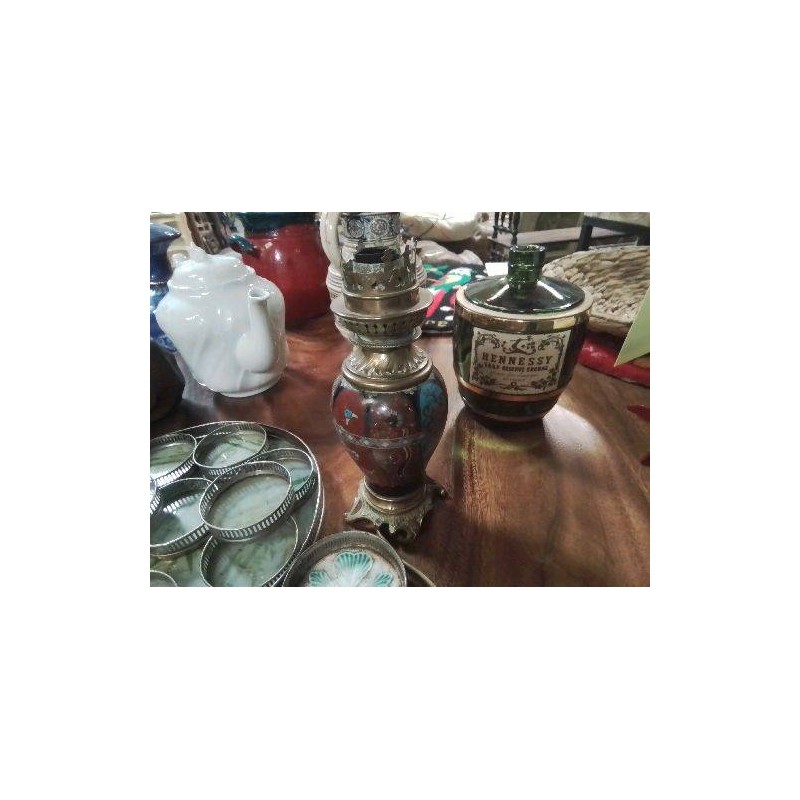 LAMPE PETROLE ÉMAILLÉE CLOISONNEE 